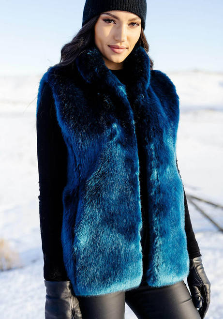 Sapphire Mink Faux Fur Couture Hook Vest   Sapphire Mink Faux Fur Couture Hook Vest