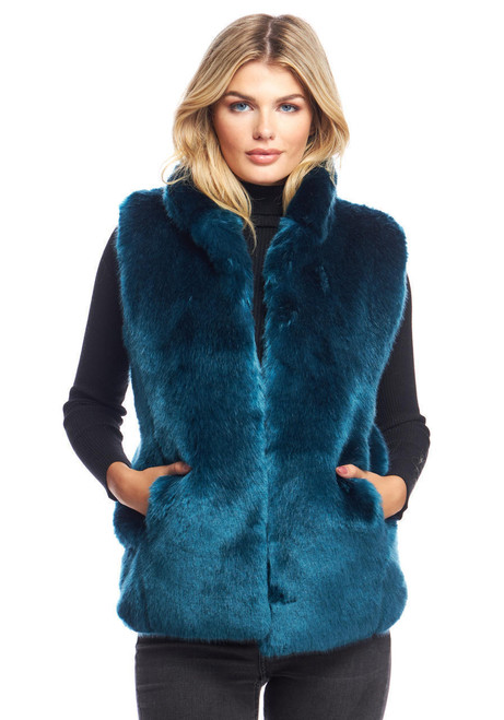 Sapphire Mink Faux Fur Couture Hook Vest   Sapphire Mink Faux Fur Couture Hook Vest