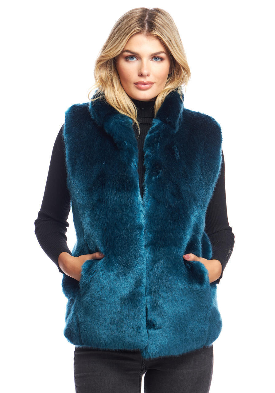 Sapphire Mink Faux Fur Couture Hook Vest   Sapphire Mink Faux Fur Couture Hook Vest