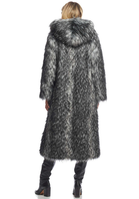 Smokey Fox Hooded Full-Length Faux Fur Coat   Smokey Fox Hooded Full-Length Faux Fur Coat