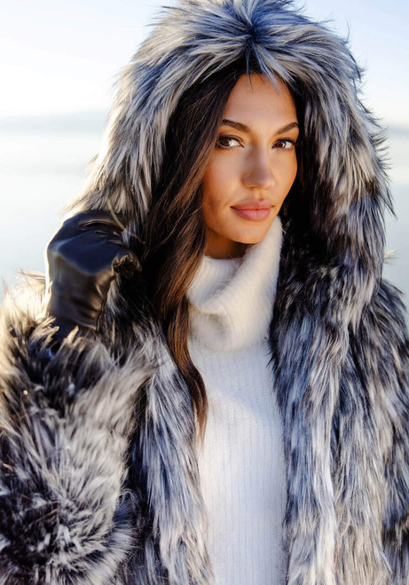 Smokey Fox Hooded Full-Length Faux Fur Coat   Smokey Fox Hooded Full-Length Faux Fur Coat