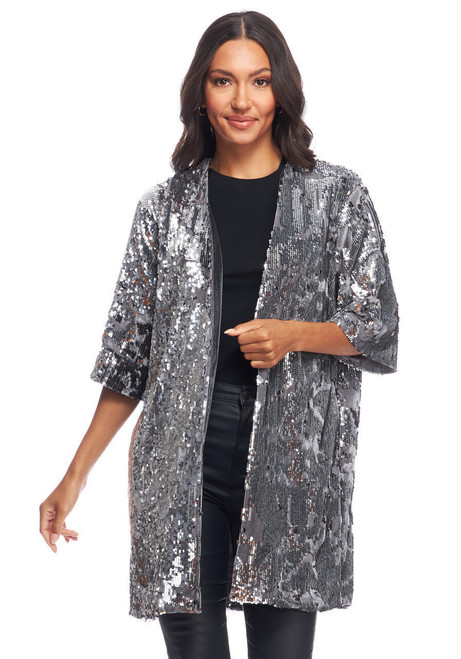 Sterling Silver Sequin Kimono   Sterling Silver Sequin Kimono