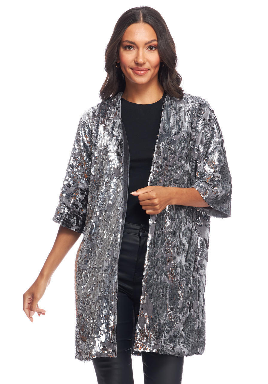Sterling Silver Sequin Kimono   Sterling Silver Sequin Kimono