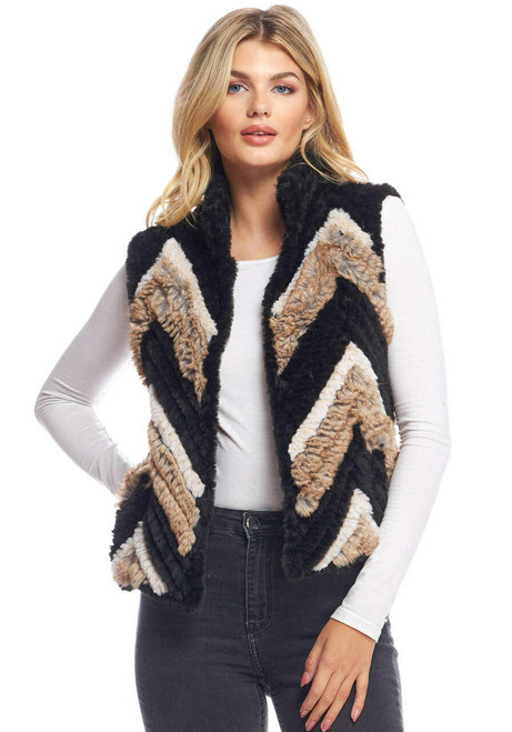 Ultra Knitted Faux Fur Vest   Ultra Knitted Faux Fur Vest