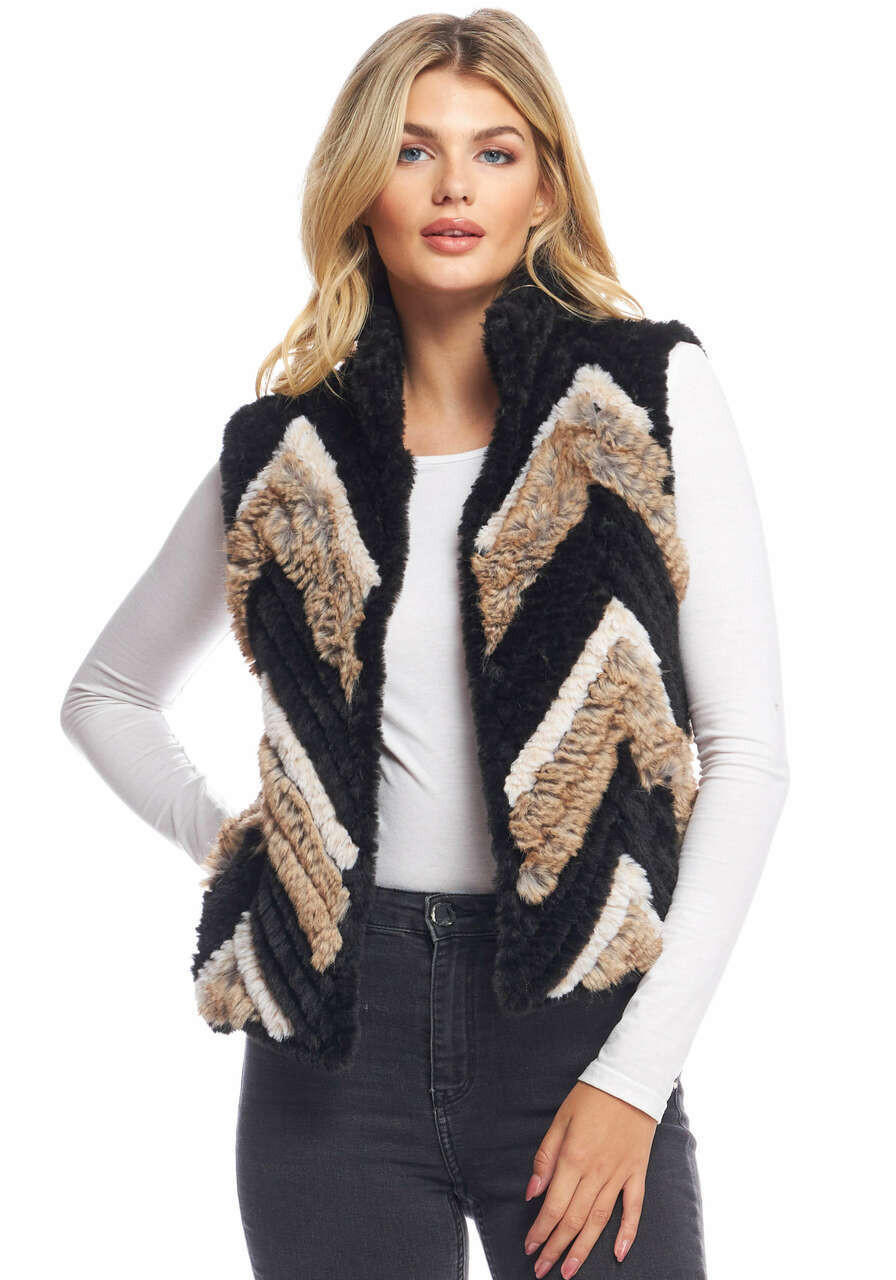 Ultra Knitted Faux Fur Vest   Ultra Knitted Faux Fur Vest