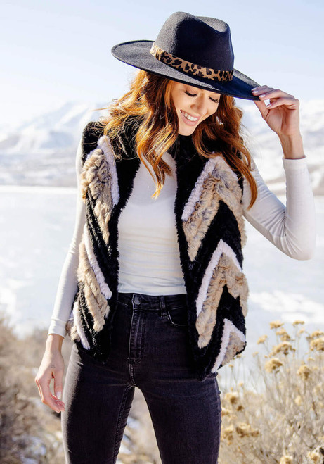 Ultra Knitted Faux Fur Vest   Ultra Knitted Faux Fur Vest