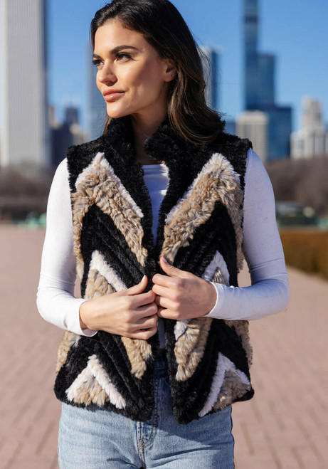 Ultra Knitted Faux Fur Vest   Ultra Knitted Faux Fur Vest