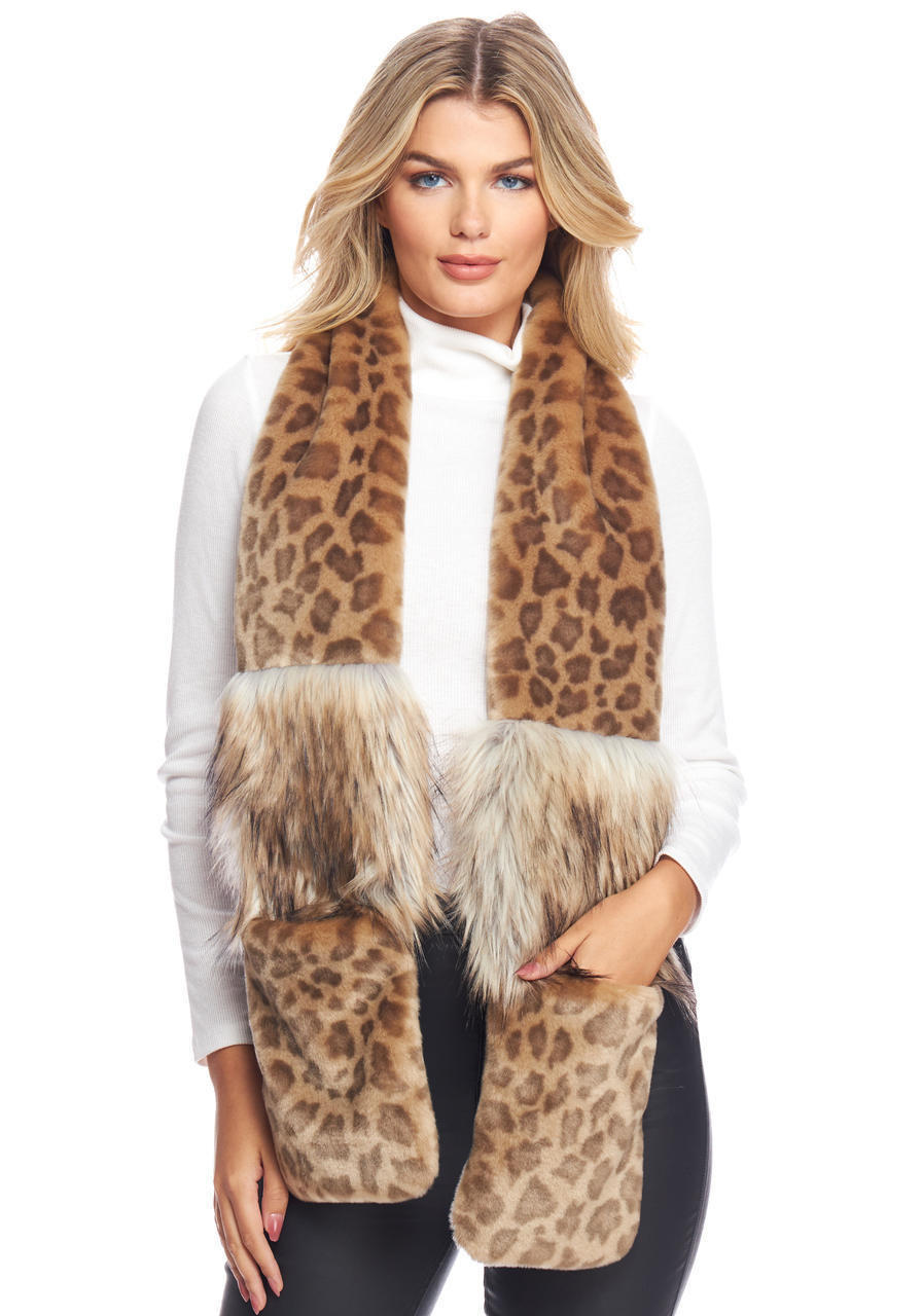Vintage Leopard Faux Fur Remix Scarf   Vintage Leopard Faux Fur Remix Scarf