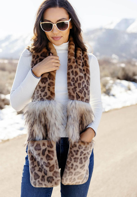 Vintage Leopard Faux Fur Remix Scarf   Vintage Leopard Faux Fur Remix Scarf