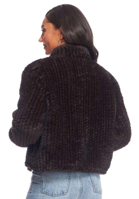 Whiskey Faux Fur 5th Ave Knitted Bomber Jacket Whiskey Faux Fur 5th Ave Knitted Bomber Jacket